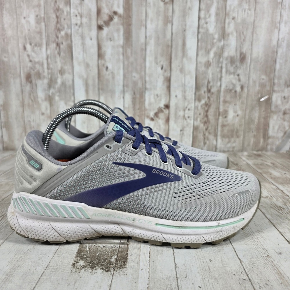 Brooks Adrenaline‎ GTS 22 Womens 9 Wide Grey Blue Running Shoes 1203531D045